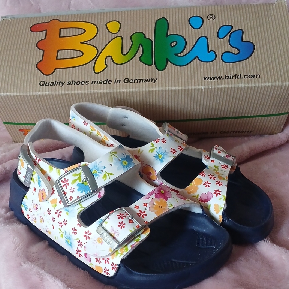 Birki's Kids Floral Sandals - Blue and Multicolor
